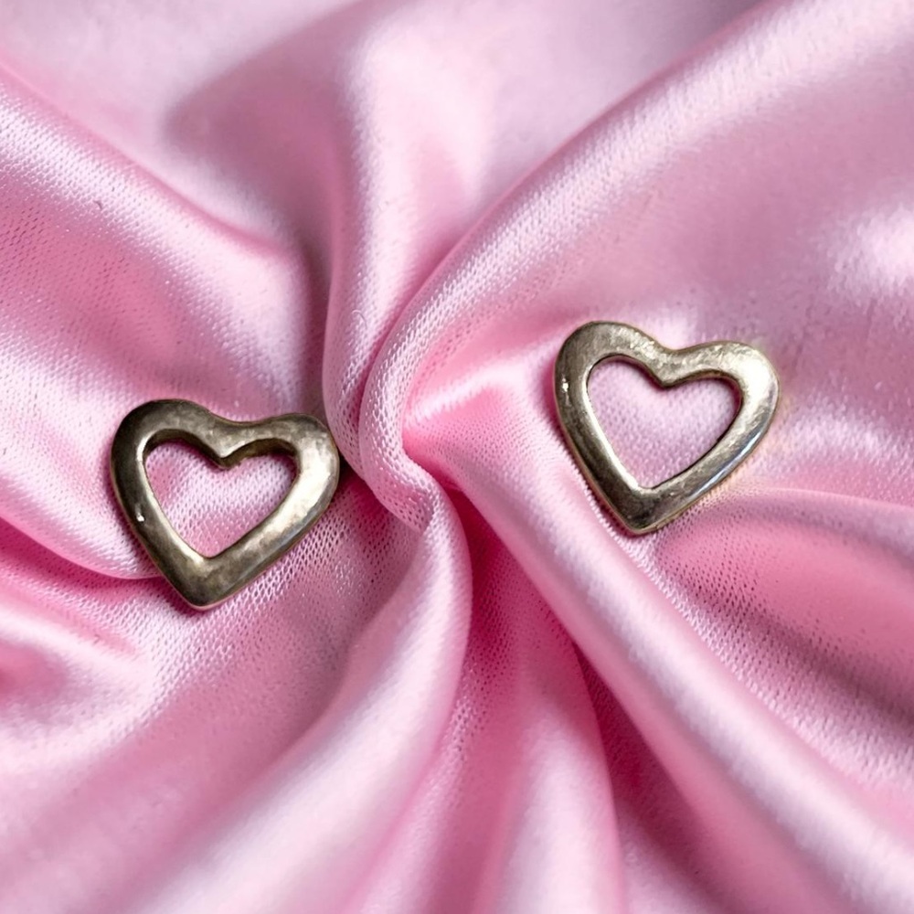 925 Sterling Silver Heart  Studs - Minimal Open Heart Earrings